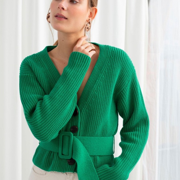 & Other Stories Belted Cropped Cardigan Sweater - Picture 8 of 8